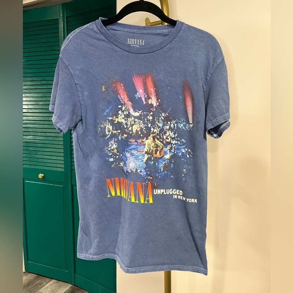NIRVANA unplugged New York vintage feel Blue Graphic Tee - S